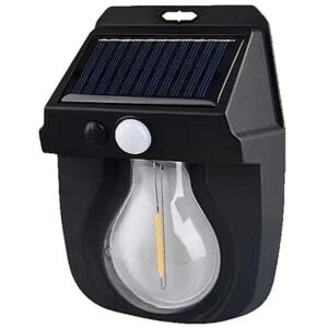 Solarna lampa ścienna LED z czujnikiem ruchu, czarna - Latarnia słoneczna