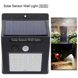 Lampa ścienna z czujnikiem solarnym BRIGHT 30 LED, produkt i przykłady użycia - Latarnia słoneczna