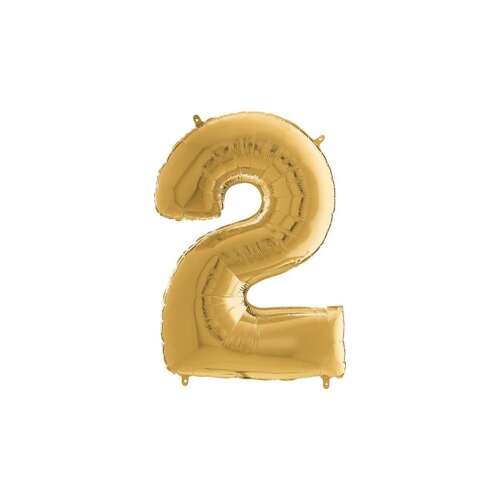 Złoty balon foliowy z cyfrą 2, JuniorShape