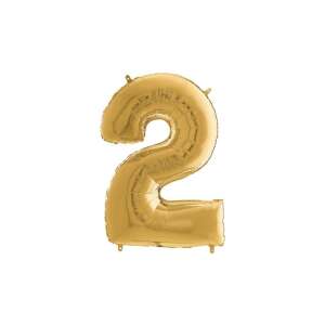 Heliumová fóliová balón, číslo 2, 65 cm, zlatý