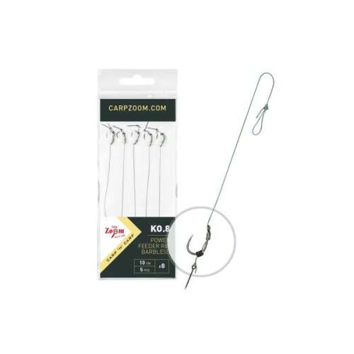 5 db Zoom Carp Power Feeder előke, 10 cm, #10-es méret, horog nélküli - Horgász előke