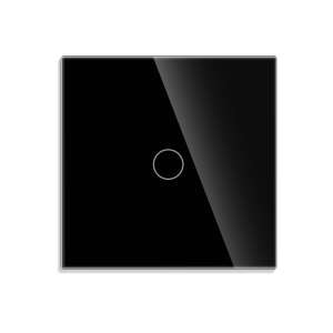 LUXION fekete üveg érintőkapcsoló elülső nézet, 2-utas, okos otthon - Villanyszerelés