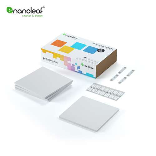 Nanoleaf Canvas 4 db intelligens fénypanel készlet zeneérzékelővel, RGBW LED-vel, Wi-Fi-vel és mobiltelefon-vezérléssel