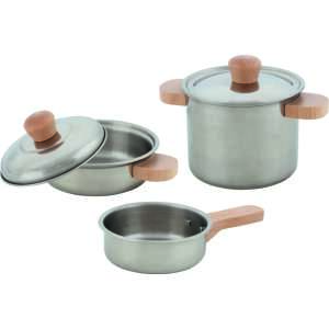 Wooden and metal toy cooking pot set, pretend play kitchen set - Toy kitchen tool