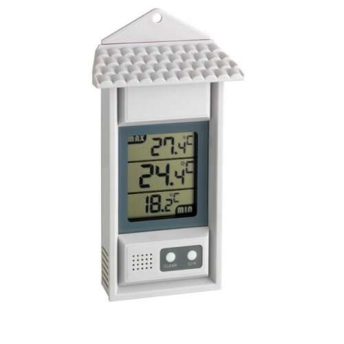 Digitális Maximum-Minimum Hőmérő 30.1039, bel- és kültéri használatra, maximum és minimum hőmérséklet rögzítésére, Celsius és Fahrenheit, fehér