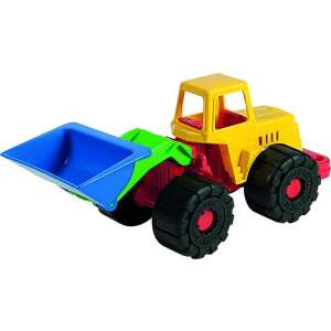 Yellow toy excavator with blue bucket, 28 cm, Androni Giocattoli - Androni