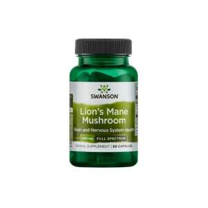Swanson Lion's Mane Mushroom, 500mg, 60 capsules, full spectrum, brain and nervous system health - Dietary supplement