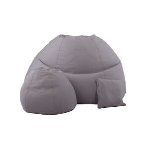 Szürke ALL IN Grandiózus babzsákfotel garnitúra, nagy babzsákfotel, kisebb babzsák puff és párna - Babzsákfotel & Ülőke