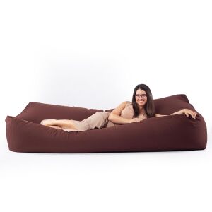 Barna Komfort babzsákfotel ágy 200x100 cm használat közben, barna kényelmes pihenőhely - Babzsákfotel & Ülőke