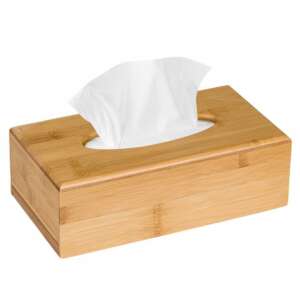 Bamboo tissue box, Pufo, brown, for napkins, modern, elegant, home decor - Napkin Holder