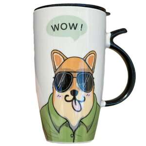 Pufo Stylish High Ceramic Mug with Lid, for Coffee or Tea, 450 ml 93421774 - Mug