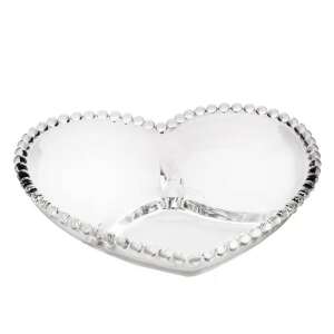 Pufo Heart Glass Bowl with 3 Compartments for Nuts, Pistachios, Candies, Snacks, 16 cm 93421820 - Bowl