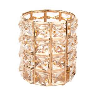 Arany sminkecset tartó kristály díszítéssel - Kozmetikai rendszerező