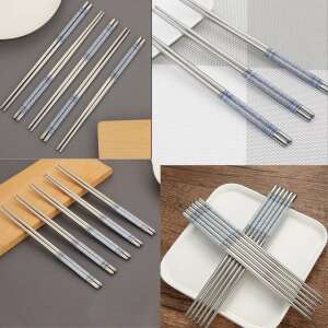 5 pairs Pufo Premium steel sushi chopsticks set, 22 cm, silver 93421978 - Disposable Cutlery