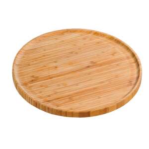 Pufo bambuszfából készült kerek tányér ételek, előételek, édességek, pizza tálalásához, 30 cm, barna 93421993 