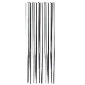 5 pairs stainless steel Pufo metal chopsticks for sushi, 22 cm, silver 93422015 - Disposable Cutlery