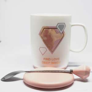 Pufo Find Love Mug with Ceramic Lid and Spoon for Coffee or Tea, 350 ml 93422091 - Serving