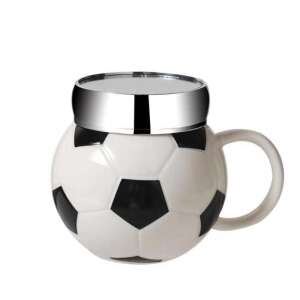 Pufo Love Play Football Ceramic Mug with Lid for Coffee or Tea, 350 ml, White/Black 93422227 - Mug