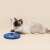 Pufo interactive cat toy with spring and white mouse, blue, cat playing with the toy