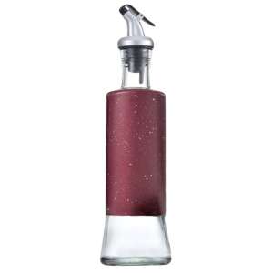 Pufo Savor 300ml Burgundy Glass Oil and Vinegar Dispenser with Pour Spout - Oil & Vinegar Dispenser