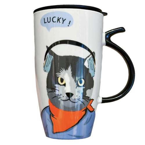 Pufo Music High Ceramic Mug with Lid, for Coffee or Tea, 450 ml 93422389