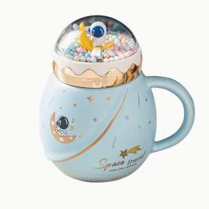 Cana cu capac tip ceainic din ceramica Pufo Travel the Space pentru cafea sau ceai, 500 ml, albastru 93422450 Ceainic
