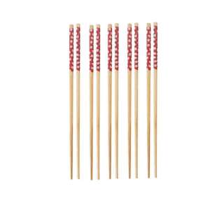 Set of 5 pairs of Pufo bamboo chopsticks, 22 cm, brown/red - Disposable Cutlery
