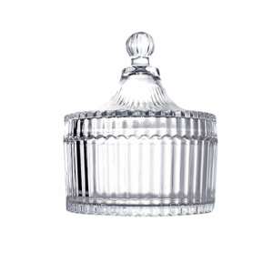 Clear glass candy jar with lid, Pufo style, 14 cm - Food storage