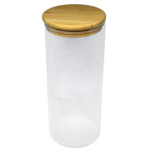 Clear glass storage jar with bamboo lid, 1.4L - Food storage