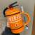 Ceramic Mug with Lid and Pufo Stop Fire Spoon for Coffee or Tea, 400 ml, Orange 93423345