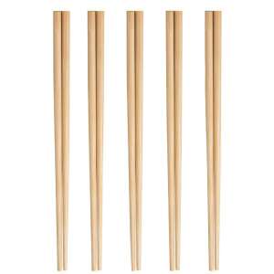 5 pairs of Pufo Premium bamboo chopsticks for sushi, reusable, 24 cm, brown - Disposable Cutlery