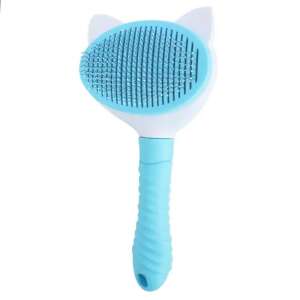 Blue and white cat shaped pet brush with handle, 20 cm - Pet Care