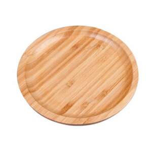 Bamboo Round Serving Plate for Food, Appetizers, Desserts, Pizza, 25 cm, Brown 93423462 - Serving tray