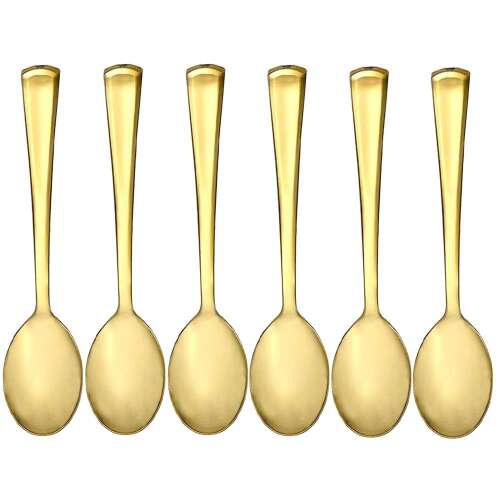 6 db Pufo Ellegance kanál készlet kávéhoz, teához, desszerthez, acél, arany, 15 cm