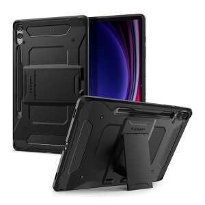 Samsung Galaxy Tab S9 Plus 12.4 SM-X810 / X816B, Szilikon tok + műanyag hátlap, kitámasztóval, érintő ceruzatartóval, Spigen Tough Armor Pro, fekete 93432559 Tablet tokok