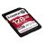 Angled view of Kingston Canvas React Plus 128GB SD card, designed for high-performance cameras