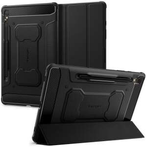 Samsung Galaxy Tab S9 11.0 SM-X710 / X716B, mappa tok, közepesen ütésálló, Spigen Rugged Armor Pro, fekete 93432871 Tablet tokok