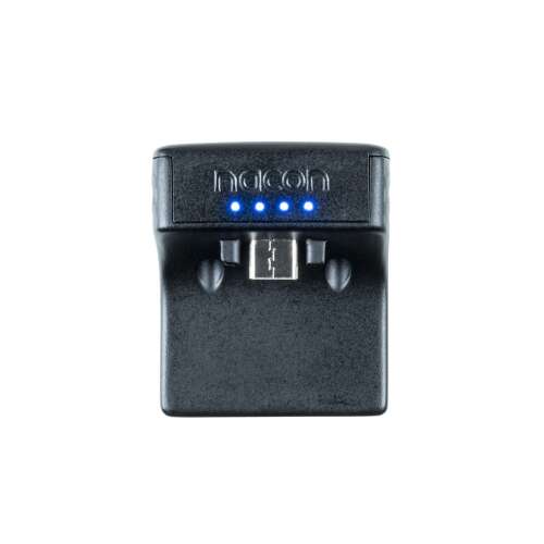 Nacon external battery for DualSense Edge PS5 controller, black, front view, charging indicator lights