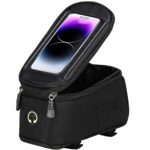 Black waterproof bike bag with phone pocket, 19x10x10cm - Bicycle accessory