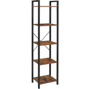VASAGLE 5-tier bookshelf with black metal frame and rustic brown shelves - Bookshelve & standing shelve