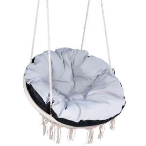 Sersimo kerek szék felfüggesztett hinta Super Comfort Plus párnával, ház vagy kert, szürke