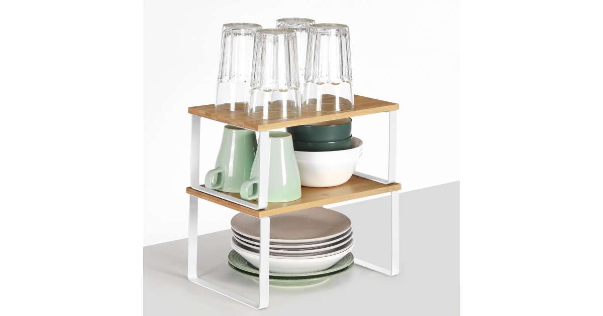 SONGMICS Set 2 rafturi de bucatarie suprapozabile, pentru ustensile sau ...