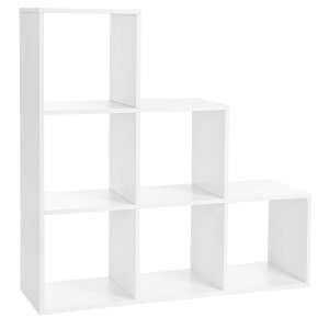 White 6-cube bookshelf, room divider, MDF, 97.5 x 97.5 x 29 cm - Living Room Furniture
