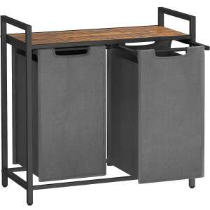 Songmics Laundry Basket with 2 Drawers and Lid, Plastic, 46l, Grey/Brown 93439460 - VASAGLE Laundry Basket