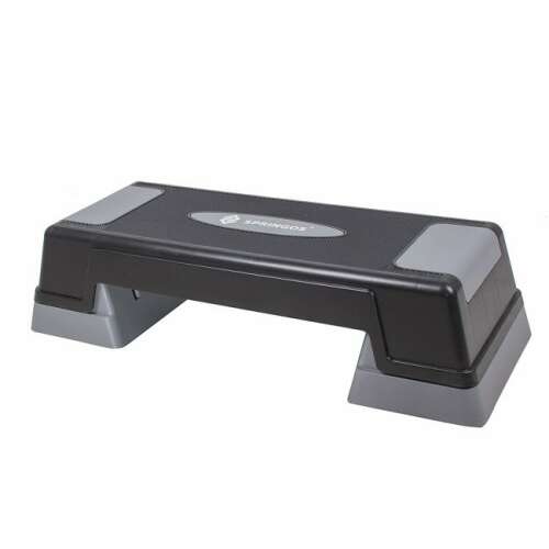 Springos step bench, înălțime reglabilă, 12,5-22 cm, sarcină maximă 350 kg, negru