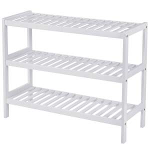 Шкаф за обувки, Songmics, бамбук, бял, LBS13W, 70 x 26 x 55 cm 93439954 - Съхранение на обувки