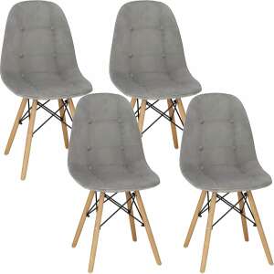 Set 4 scaune dining Milano Soft pentru bucatarie tapitat cu catifea moale, 44x84cm, gri 93440002 Scaune sufragerie