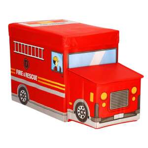Játék tároló doboz, összecsukható tetővel, tűzoltóautó modell, 32x26x56cm, fehér 93440063 Játéktárolók