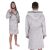 Gray hooded terry cloth robe for men, knee length, M/L size, front and back view