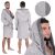 Men's bathrobe, knee-length, large hood, size M/L, grey 93440380